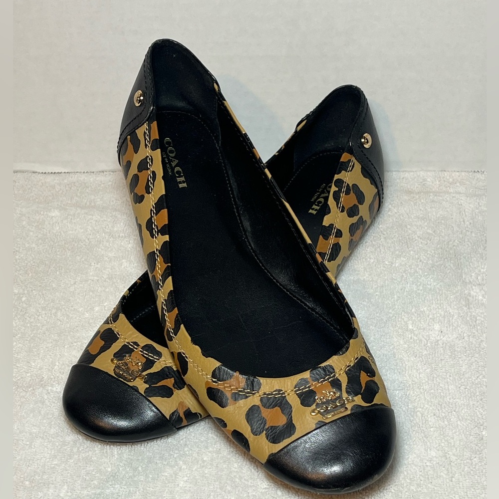 Coach cheetah flats